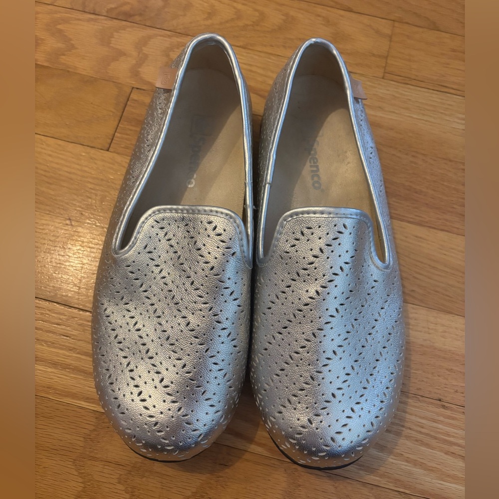 Spenco Bailey Silver Ballet Flat Loafer Women’s Size 7.5D